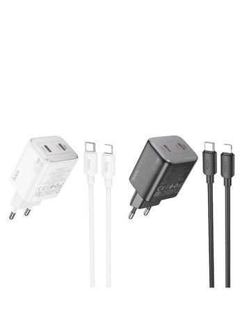 Зарядное устройство с быстрой зарядкой PD45W и кабелем Type-C to Lightning N42 |2Type-C| Hoco (337350604)