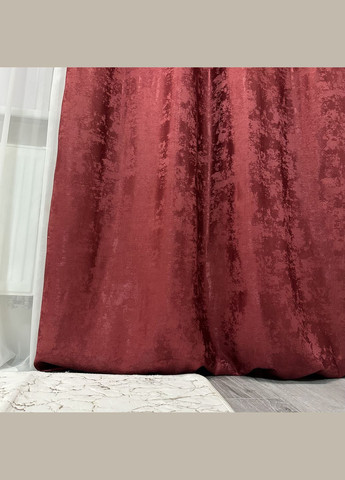 Жаккардовые шторы с мраморным узором 2шт 1.5×2.7 м, тесьма 6 см, среднее затемнение, бордовый цвет. No Brand (331619146)