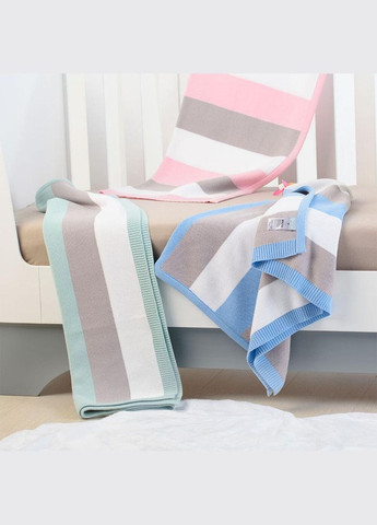 Плед детский трикотажный 70х90 см PAPAELLA с шапочкой натуральный хлопок вязаный голубая IDEIA (334726970)