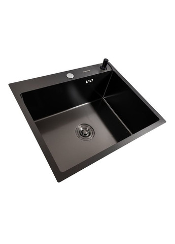 Кухонная мойка черная 60*50 PVD Handmade (сифон круглый, 3,0/0,8) Valeso (357494654)