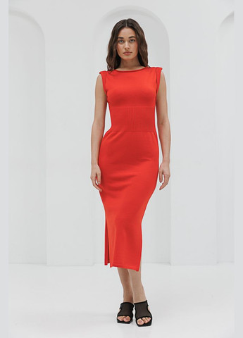 Коралловое летнее вязаное платье черное с вырезом на спине Arjen