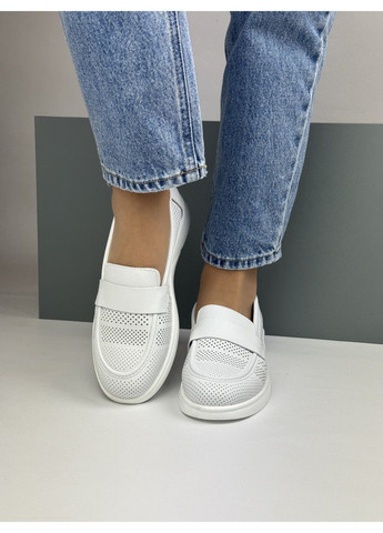 392 Мокасини Шкіряні Білі з перфорацією KDSL (335009348)