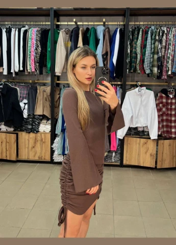 Коричнева святковий сукня No Brand однотонна