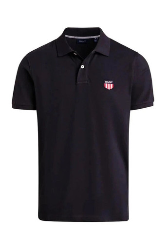 Черная футболка-поло мужское для мужчин Gant с логотипом