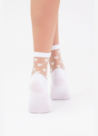 Белые женские хлопковые носки Giulia сердечки (335265494)