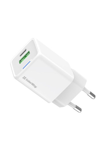 Сетевое зарядное устройство GaN Mini 20W PD Port PPS USB (Type-C PD + USB QC4.0) White (CW-CHS062PD-WT) Colorway (364860898)