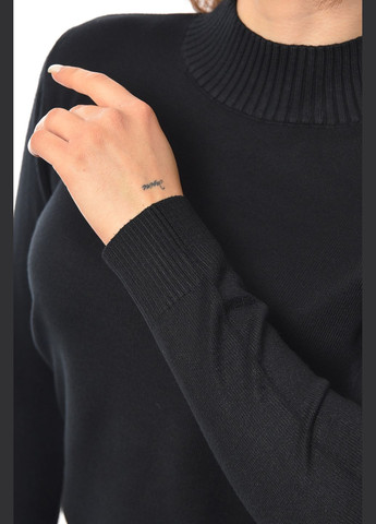 Черный демисезонный свитер женский удлиненный черного цвета пуловер Let's Shop