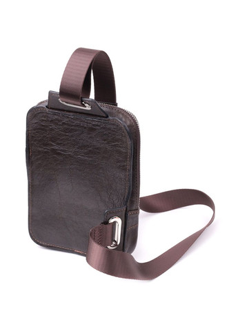 Чоловіча прямокутна сумка бананка з гладкої натуральної шкіри 22880 Коричневий Grande Pelle (316087192)