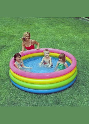 Дитячий надувний басейн 57422 «Веселка», з надувним дном, 147 х 33 см Intex (298578372)
