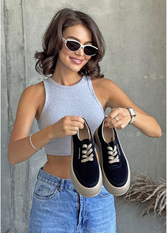 Модні замшеві кросівки на платформі INNOE Кросівки чорні демісезони (359368928)