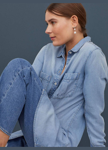 Блакитна сукня сорочка H&M однотонна