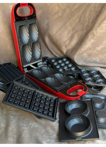 Мультимейкер 6в1 SK-BBQ-836 двухсторонний пекарь с антипригарным покрытием 700Вт Красный Sokany (351361331)