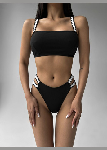 Черный летний практичный и стильный раздельный купальник раздельный Ghazel