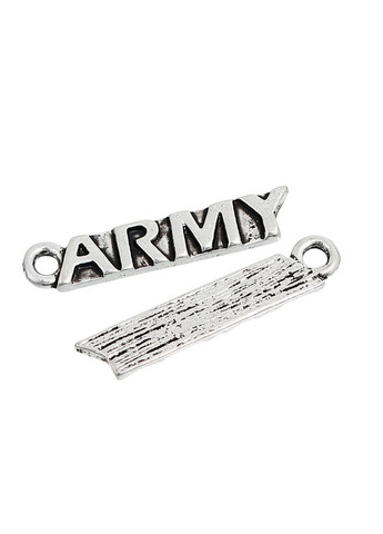 Підвіски металеві Кулон ARMY армія Античне срібло 24 мм x 5 мм Finding (334729225)
