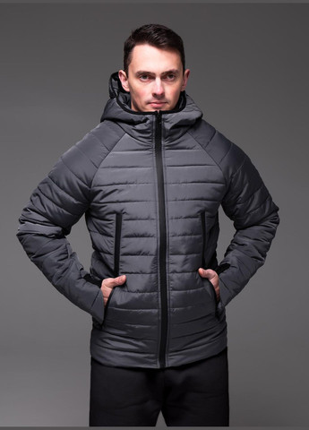 Серая демисезонная куртка стеганная еврозима No Brand