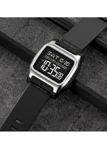 Годинники 2193SIBK Silver-Black електронні чорні для чоловіків з будильником та календарем ProDobro (367264846)