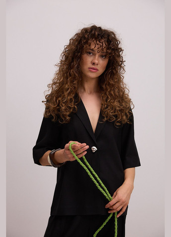 Літній лляний жакет з короткими рукавами шоколадний Arjen (340917497)