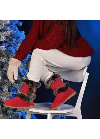 червоні натуральна замша No Brand Уггі жіночі зимові (361668620)