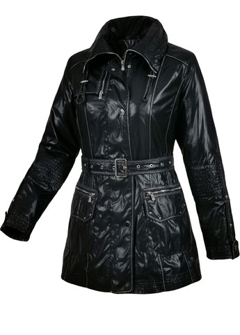 Ветровка тренч женский с капюшоном Черный City Classic (297641942}