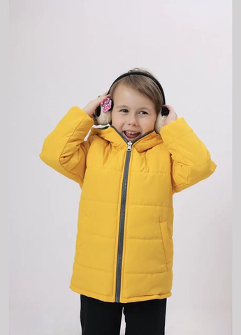 Зеленая демисезонная зеленая с желтым демисезонная детская на девочку, двусторонняя Polin Line куртка