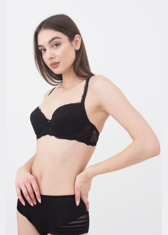 Чёрный брасьер бюстгальтер кружевной Giulia с косточками полиамид