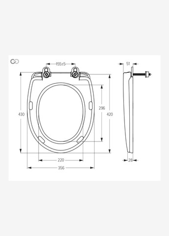 Сиденье для унитаза белое СП‑8 с пластиковым креплением 358×430 мм SoloPlast (340286067)