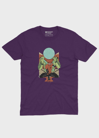 Фіолетова демісезонна футболка для дівчинки з принтом супергероя - людина-павук (ts001-1-dby-006-014-020-g) Modno