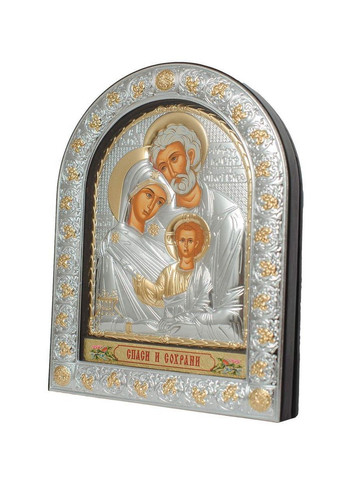 Серебряная Икона Святая Семья 12х15,5см в арочном киоте под стеклом Silver Axion (266266054)