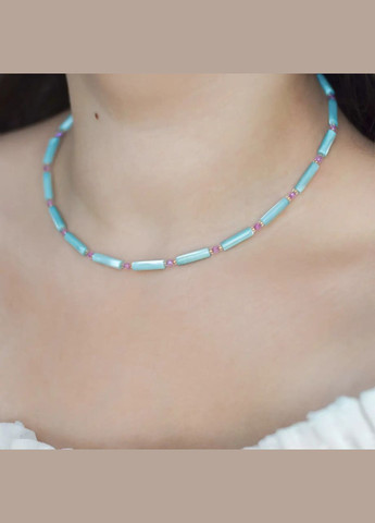 Чокер натуральний Перламутр м'ятний + Циркон, фур-ра гіп-ний сплав колір рожеве золото d-14х3мм+- L-40-45см No Brand циркон, перламутр латунь, натуральний камінь, медичний сплав золото (323654076)