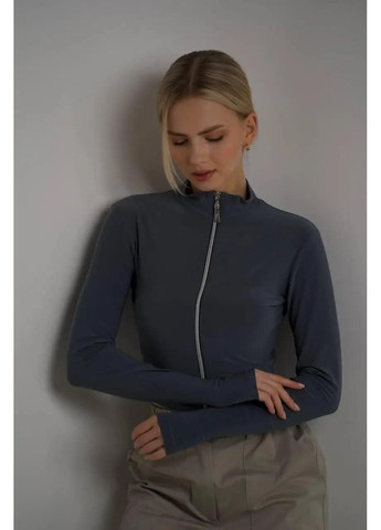 Жіночий лонгслів на замку з довгим рукавом Сірий ТAPE22 No Brand (371798773)