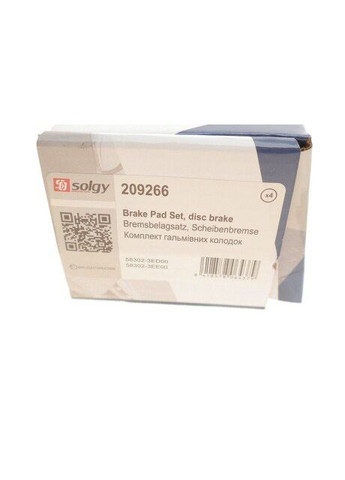 Колодки тормозные (задние) Kia Sorento I 02 209266 (opt-om) Solgy (370548921)