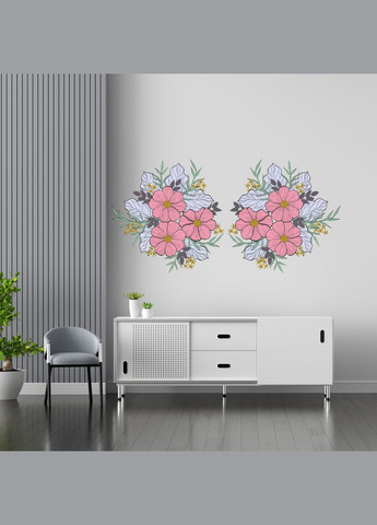 Вінілова інтер'єрна на стіну, шпалери та інші поверхні "Рожеві квіти" з Оракалу Кавун наклейка (316189606)