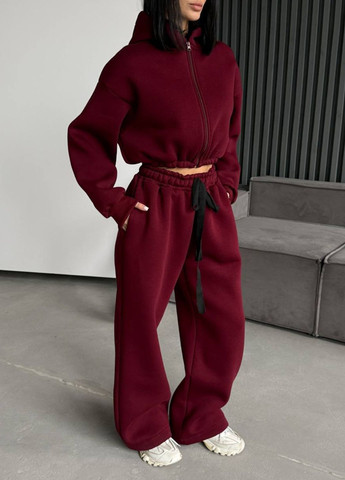 Базовий повсякденний демісезонний оверсайз костюм двійка: вкорочений худі на блискавці + штани з затяжками Tik-Tak (364957591)