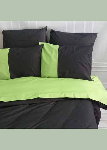 Постельное белье PREMIERE Чорное/Фисташка Ранфорс Полуторное на резинке MERISET (278255946)