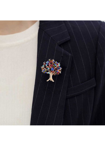 Брошь женская, яркая, блестящая Дерево Счастье (разноцветная) China (366874434)