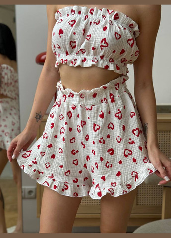 Молочная всесезон женская пижама кофта + майка + шорты + брюки No Brand