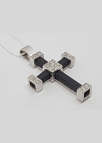 Срібний хрест з каучуком і фіанітами. 5541757 Гаразд (293516741)