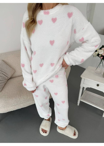 Светло-розовая теплая женская пижама тедди Osoblyva