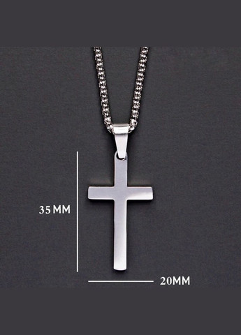 Чоловіча срібна підвіска з кулоном металевий ланцюжок на шию з хрестиком No Brand (328251257)