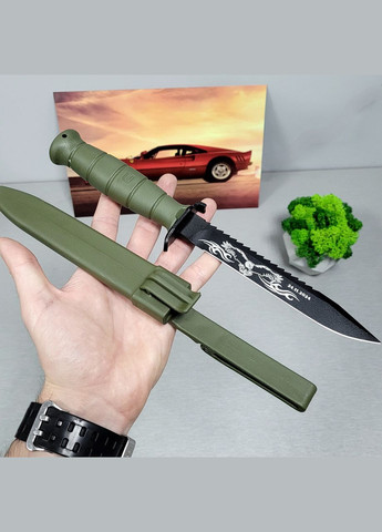 Военный австрийский нож Glock FM81 с гравировкой с фиксированным клинком с ножнами (хаки) арт.63901 Grand Way (370169229)