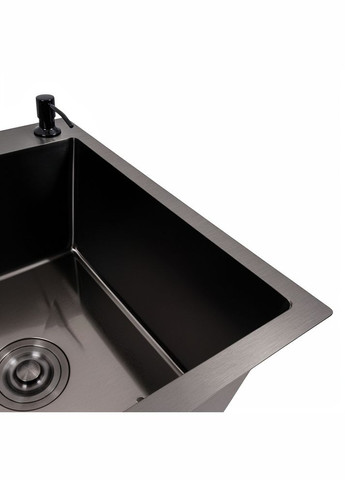 Кухонная мойка CM 78*50 R черная PVD Handmade (круглый сифон 3,0/0,8) Valeso (358059756)