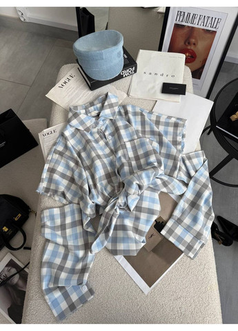 Голубой повседневный, кэжуал рубашка в клетку Style Point с длинным рукавом