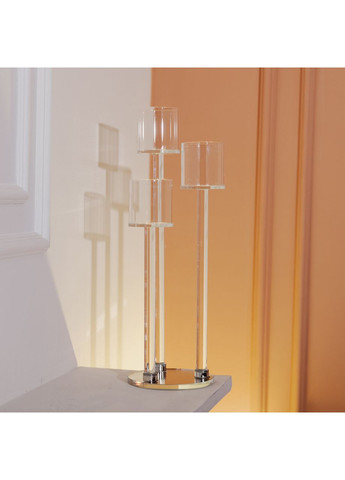 Підсвічник скляний на 3 свічки 12×37.5 см підсвічник декоративний прозорий на ніжці HP-4-13 Yiwu (370974191)