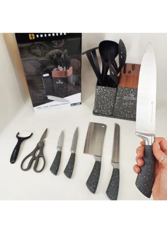 Набор кухонных ножей EB-11098 из 12 предметов на стойке Gray Edenberg (395309896)