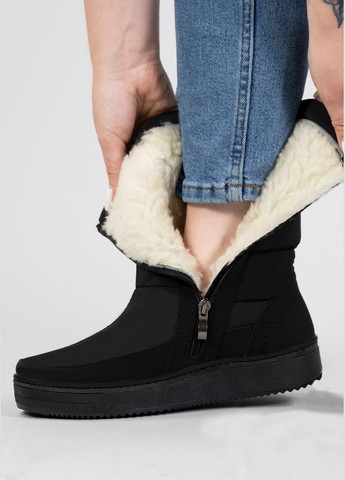 Черные дутики женские kl-shoes с мехом высокие черные (аб 7) Kluchkovskyy на молнии