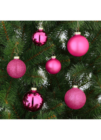 Ялинкові скляні кульки House of Seasons 42шт фуксія для новорічної ялинки ProDobro (367267831)