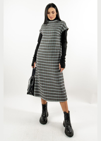 Зелена повсякденний сукня-сарафан міді з жакардової тканини з горловиною-стійкою (пл 3920) RiMari