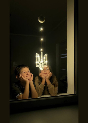 Светодиодная гирлянда, свтильник набор фигурок «Украинский Тризуб» 10лед c батарейками 3ААА и присоске на окно или стену SunLamp (313400677)