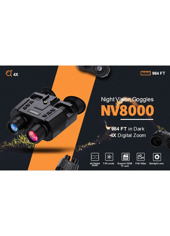 Бінокулярний прилад нічного бачення Dsoon NV8000 (до 400м) кріплення на голову + адаптер FMA L4G24 + карта 64Гб No Brand (332635332)