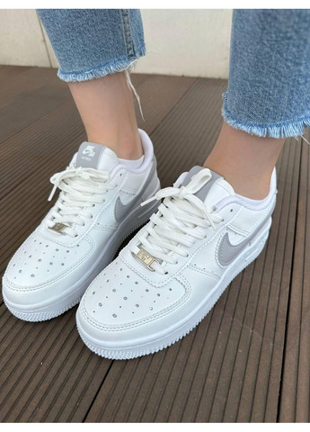 Серые демисезонные кроссовки мужские nike air force 1 low white grey найк аир форс 1 премиум No Brand